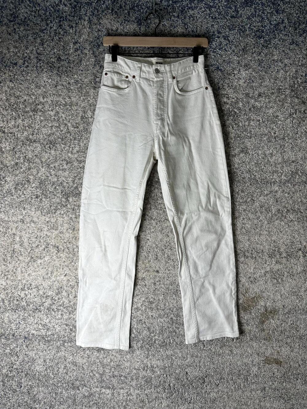 Buck Mason Jeans Womens 31 White Light Wash High Rise Straight Denim Stretch
